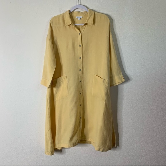 J. Jill Dresses & Skirts - J.Jill Pure Linen 100% linen Patch pocket long sleeve button down dress MP